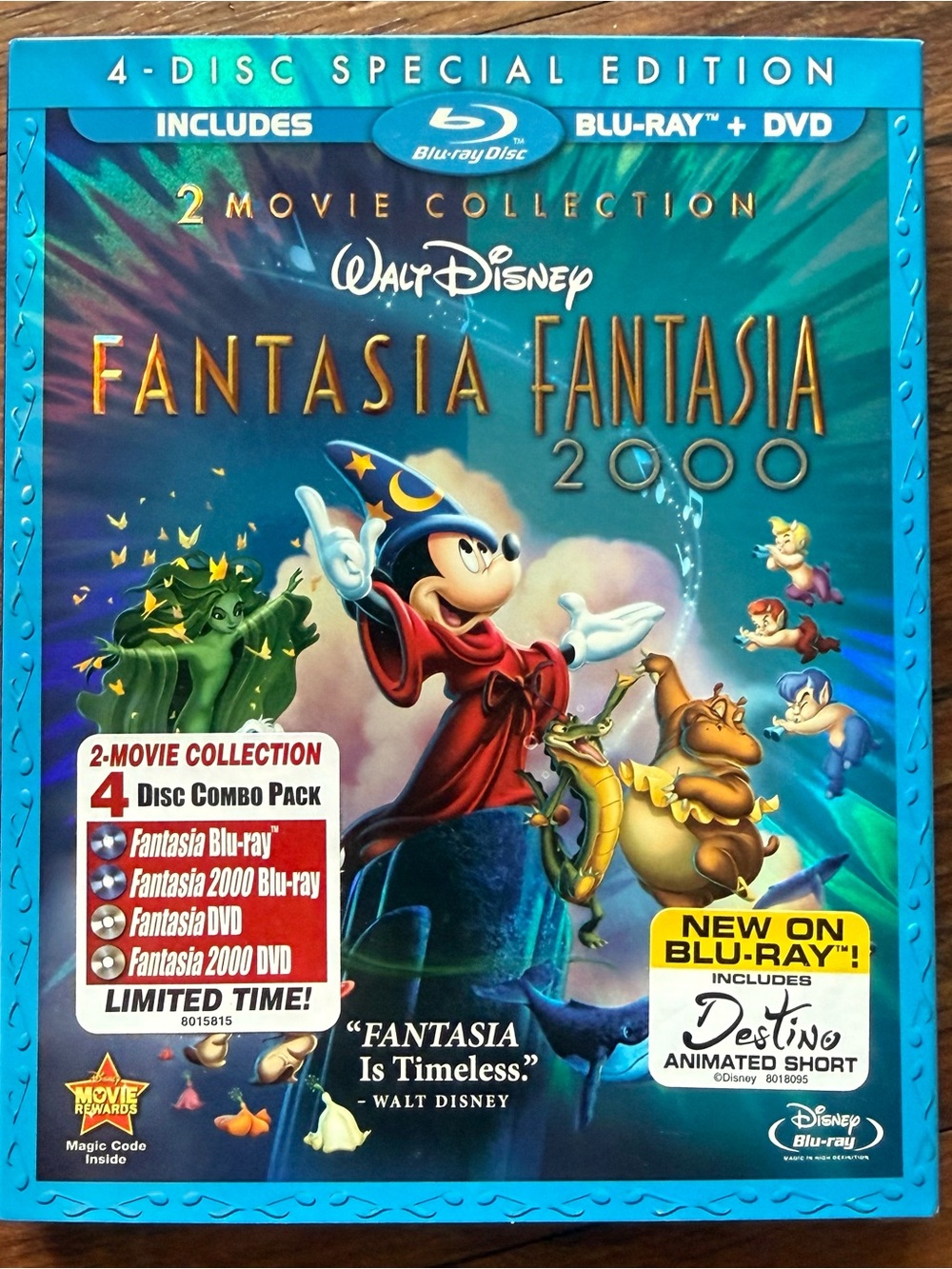 Walt Disney Fantasia / Fantasia 2000 Blu-ray + DVD 4-Disc Set - Teal Artwork